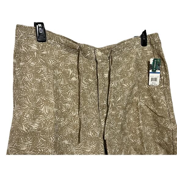 Cubavera Shorts Mens XLarge Beige Linen Blend Flat Front Tropical Leaf Print NWT - Picture 8 of 11